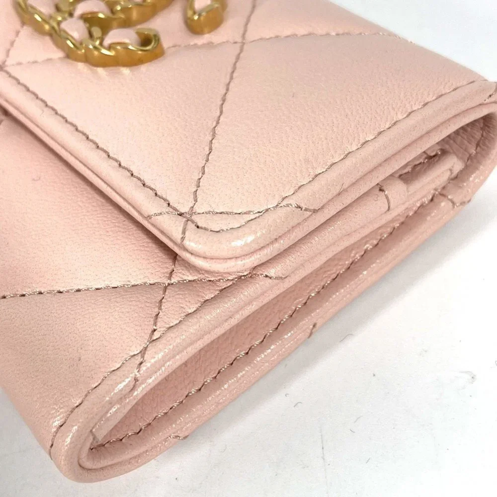 CHANEL Pink Lambskin Leather Logo Wallet - Picture 5 of 9